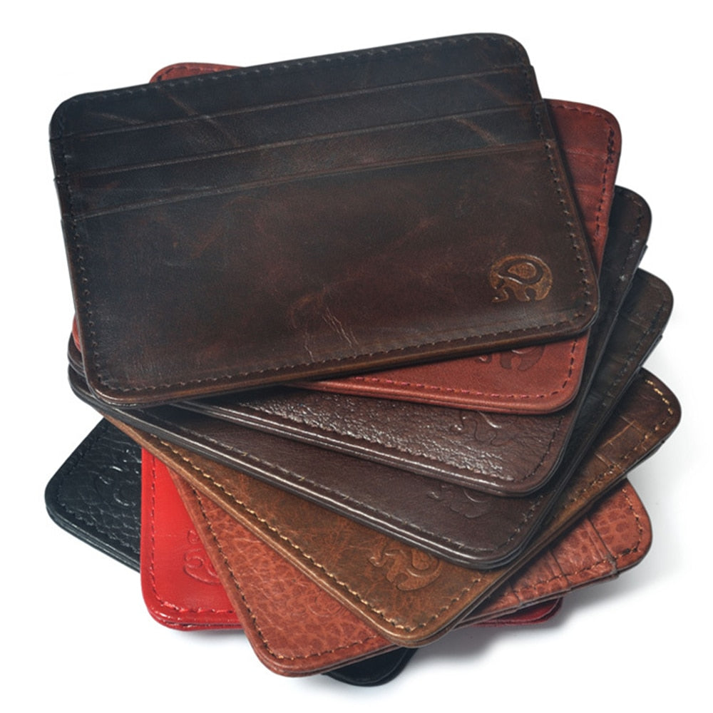 Fashion Cowhide Leather Wallet Driving Document Bag Mini ID Card Holder Men&#39;s Wallet Cardholder