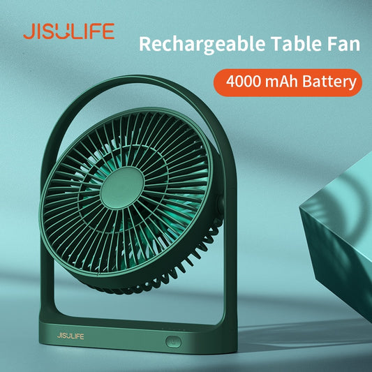 Mini USB Table Fan Strong Wind  Rechargeable Desk Fans Wireless 4000mAH with 4 gear Wind Speed 330° Degree Rotata