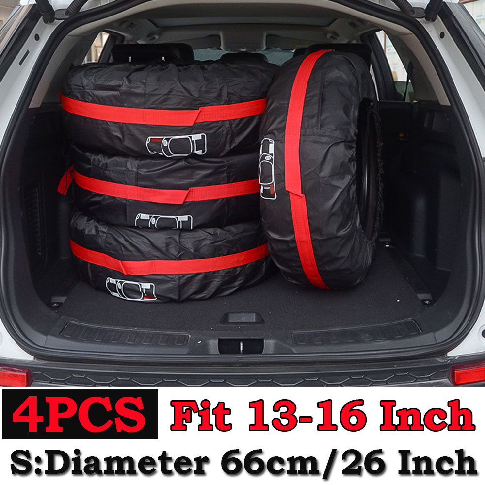 4PCS Car Spare Tire Cover Case Polyester Auto Wheel Tire Storage Bags Vehicle Tire Accessories Dust-proof Protector