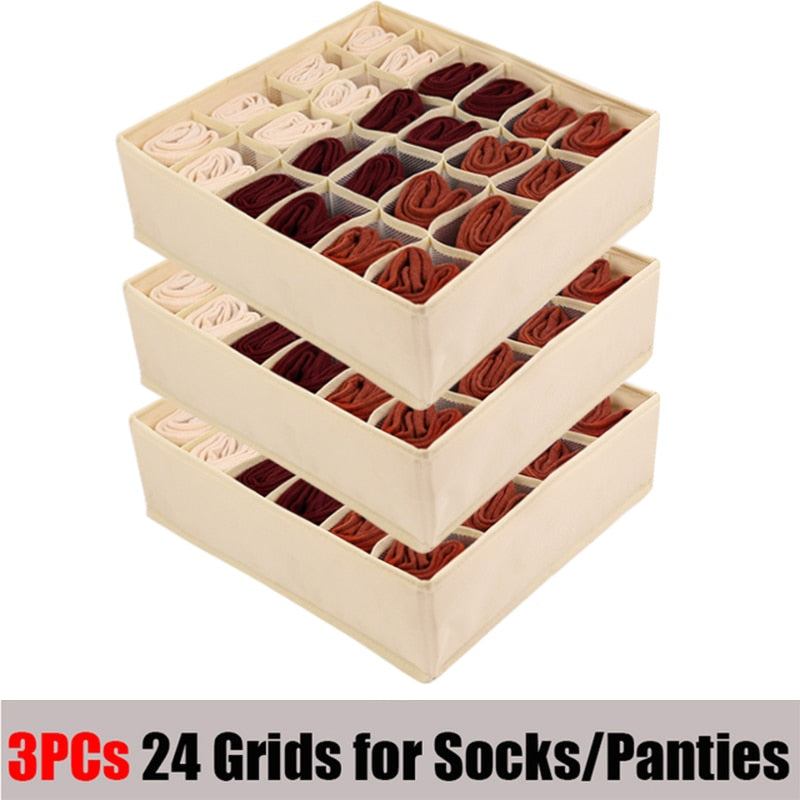 1 Set Socks Underwear Organizers Storage Box Wardrobe Storage Organizer Divider Boxes for Socks Bra Closet Drawer Organizers