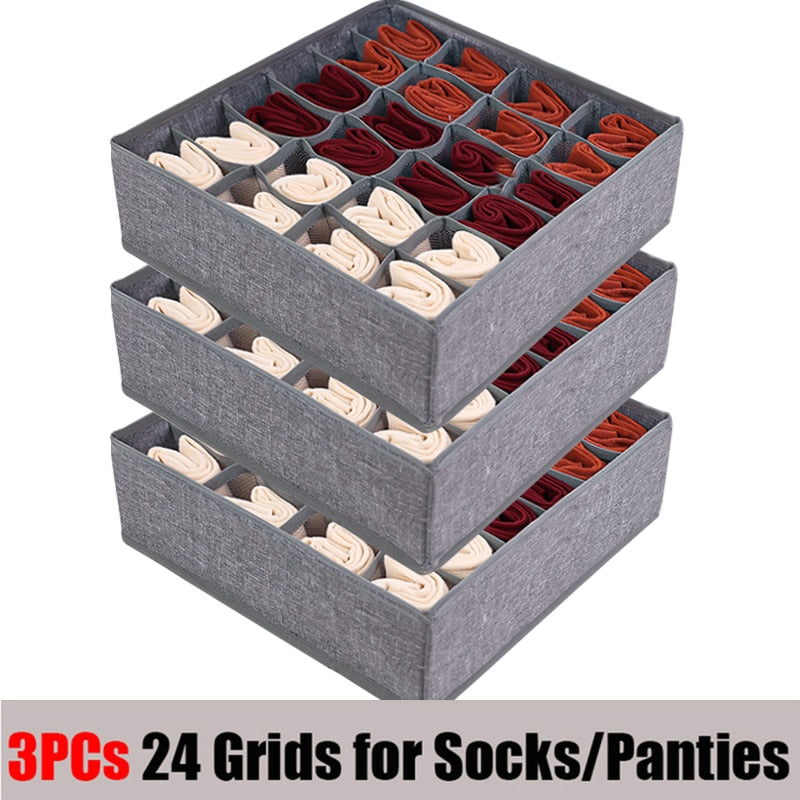 1 Set Socks Underwear Organizers Storage Box Wardrobe Storage Organizer Divider Boxes for Socks Bra Closet Drawer Organizers