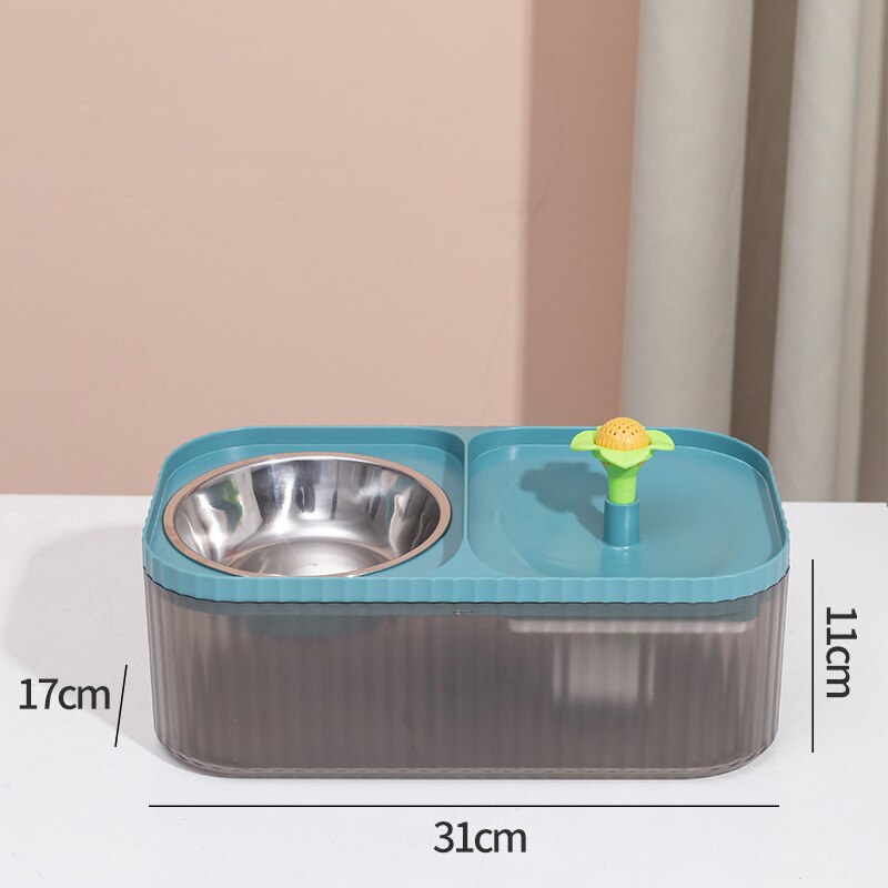 Automatic Cat Water Fountain Filter 2-in-1 Feeder Electric Mute Water Dispenser Pet Drinker Cats Food Bowl and Drinking Fountain