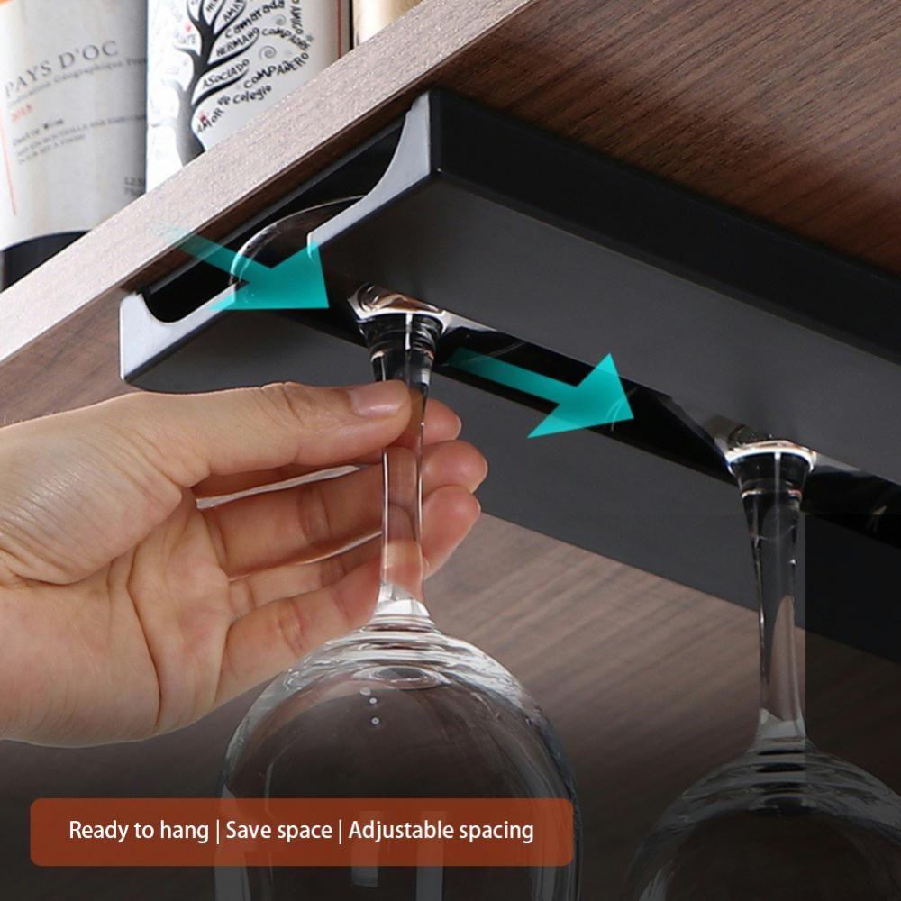Kitchen Accessories Wall Mount Wine Glasses Holder Stemware Classification Hanging Glass Cup Rack Punch-free Cupboard Organizer
